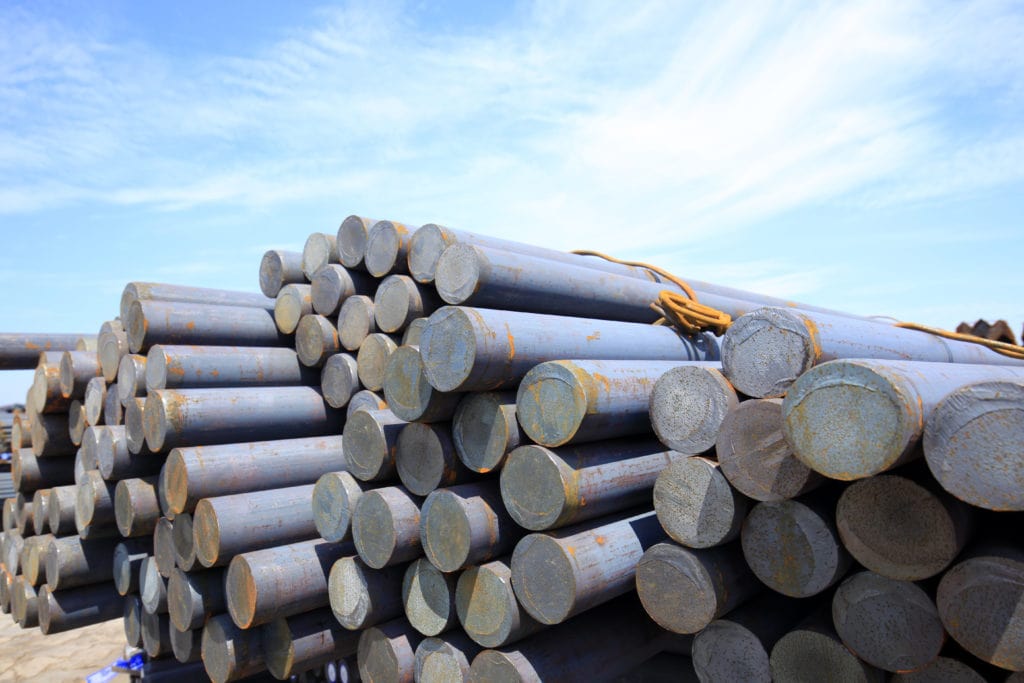 Stack of round steel bar